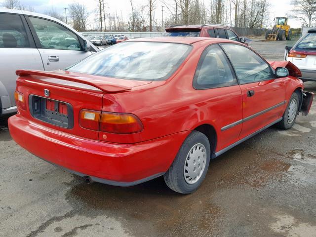 2HGEJ2229SH501854 - 1995 HONDA CIVIC DX RED photo 4