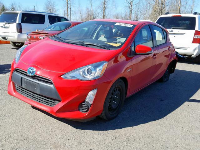 JTDKDTB39F1579398 - 2015 TOYOTA PRIUS C RED photo 2