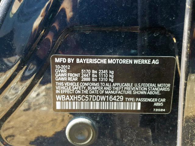 WBAXH5C57DDW16429 - 2013 BMW 528 XI BLUE photo 10