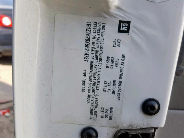 1G1ZT628X5F214737 - 2005 CHEVROLET MALIBU MAX 白色 照片 10