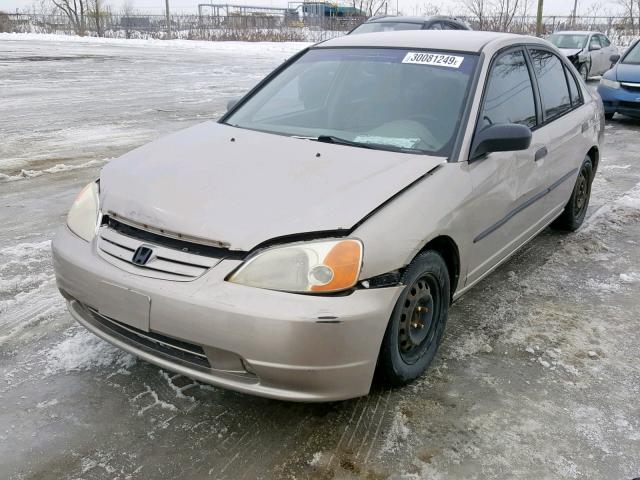 2HGES16341H910272 - 2001 HONDA CIVIC DX BEIGE photo 2