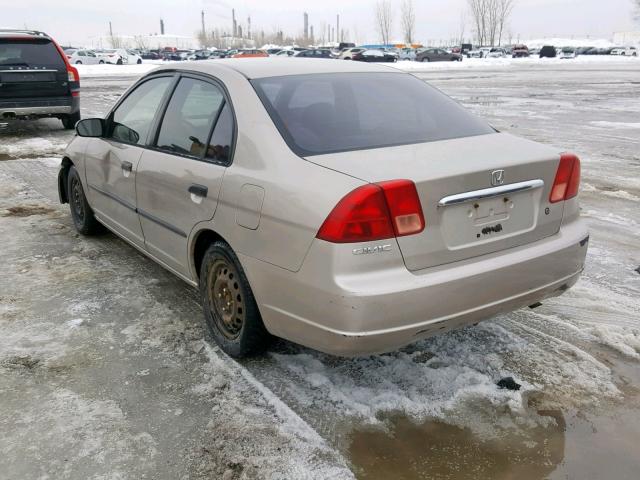 2HGES16341H910272 - 2001 HONDA CIVIC DX BEIGE photo 3