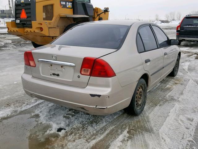 2HGES16341H910272 - 2001 HONDA CIVIC DX BEIGE photo 4