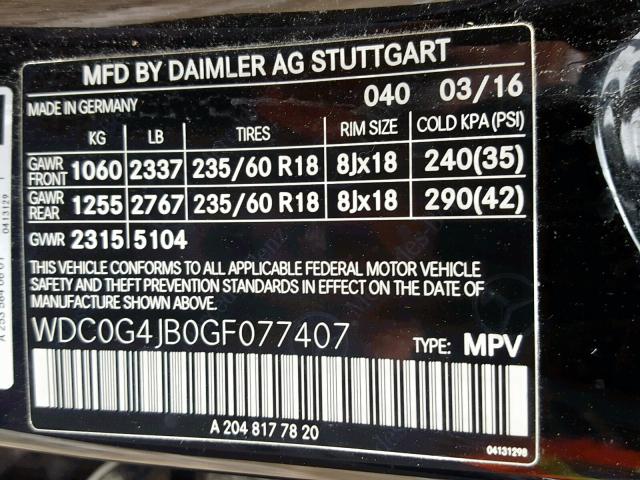 WDC0G4JB0GF077407 - 2016 MERCEDES-BENZ GLC 300 BLACK photo 10