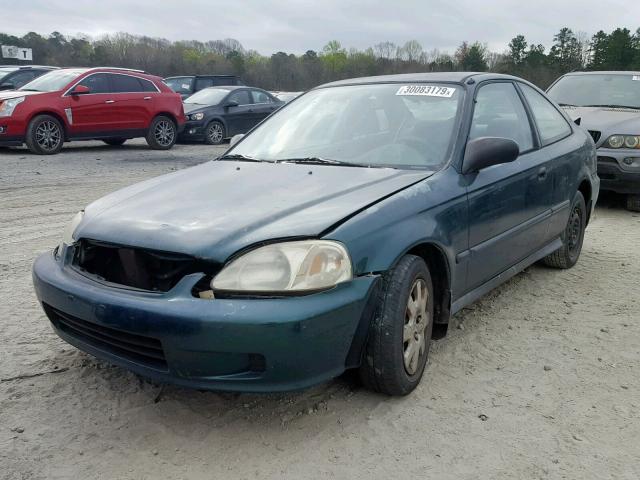 1HGEJ6228YL025261 - 2000 HONDA CIVIC DX GREEN photo 2