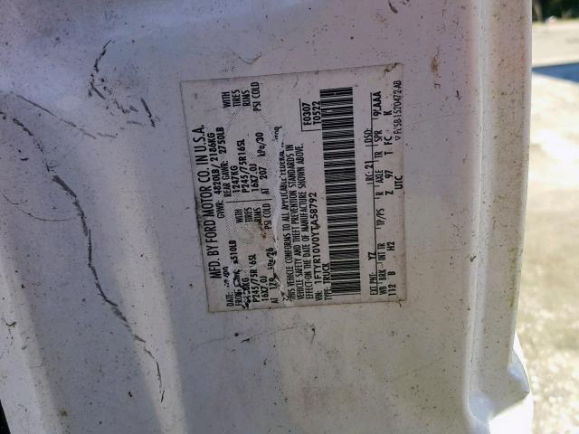 1FTYR10V0YTA58792 - 2000 FORD RANGER WHITE photo 10