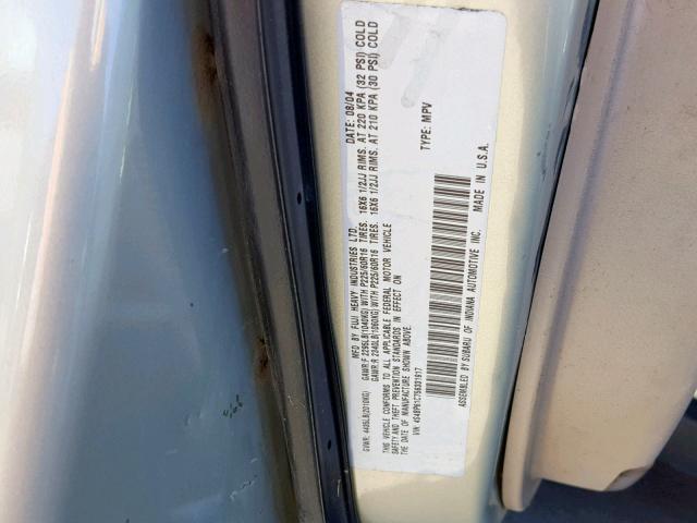 4S4BP61C756331917 - 2005 SUBARU LEGACY OUT CREAM photo 10