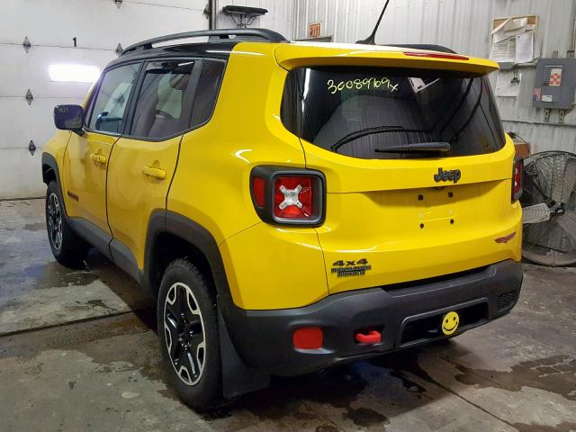 ZACCJBCT5GPD43466 - 2016 JEEP RENEGADE T YELLOW photo 3