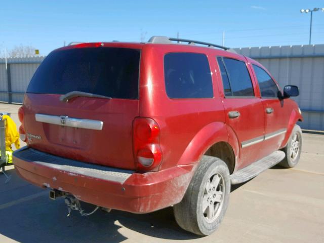 1D8HD48K67F500161 - 2007 DODGE DURANGO SL MAROON photo 4