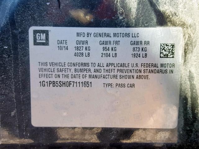 1G1PB5SH0F7111651 - 2015 CHEVROLET CRUZE LS BLUE photo 10