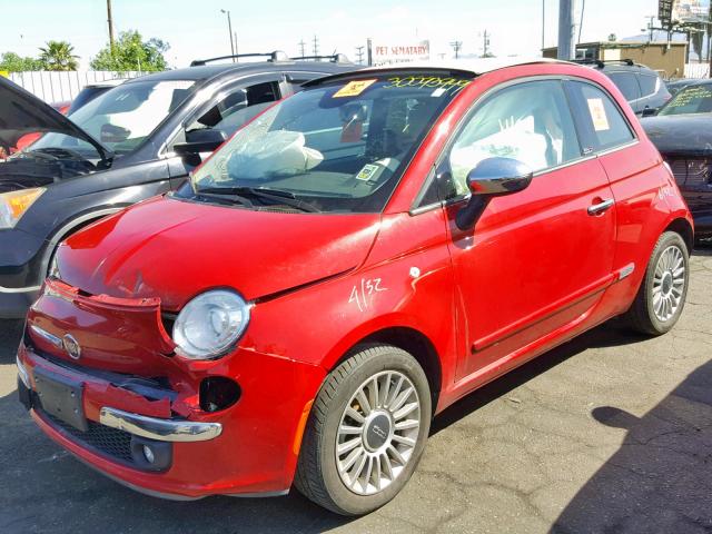 3C3CFFER1FT701684 - 2015 FIAT 500 LOUNGE RED photo 2