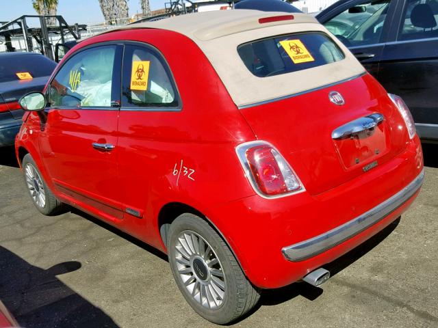 3C3CFFER1FT701684 - 2015 FIAT 500 LOUNGE RED photo 3