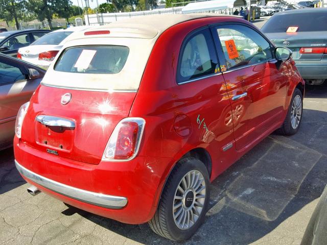 3C3CFFER1FT701684 - 2015 FIAT 500 LOUNGE RED photo 4