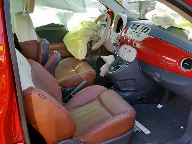 3C3CFFER1FT701684 - 2015 FIAT 500 LOUNGE RED photo 5