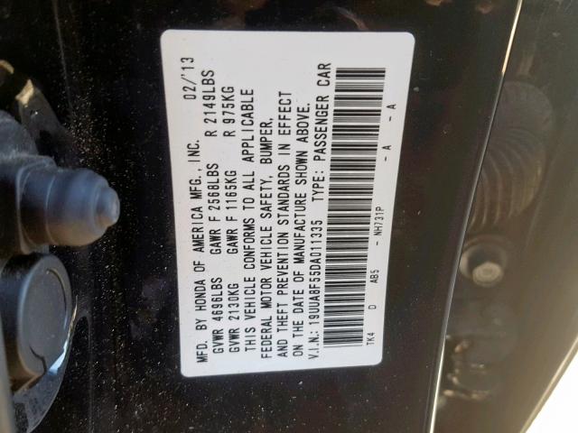 19UUA8F55DA011335 - 2013 ACURA TL TECH BLACK photo 10