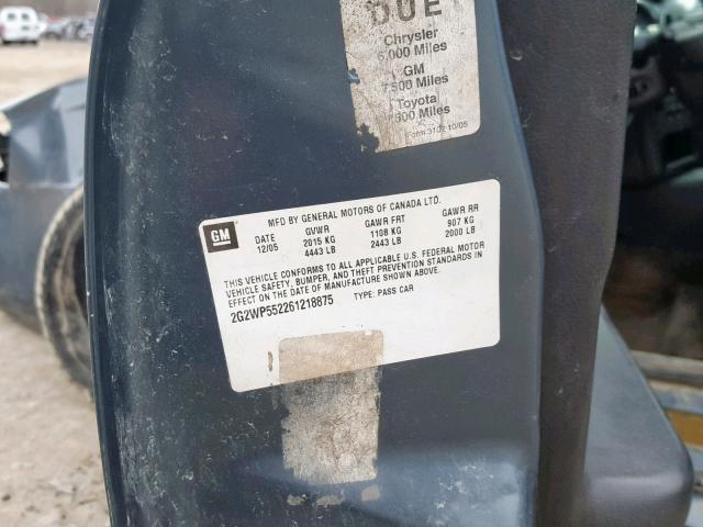 2G2WP552261218875 - 2006 PONTIAC GRAND PRIX BLUE photo 10