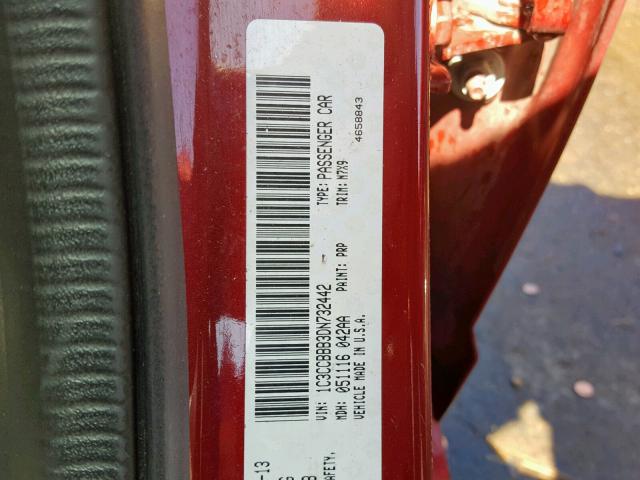 1C3CCBBB3DN732442 - 2013 CHRYSLER 200 TOURIN RED photo 10