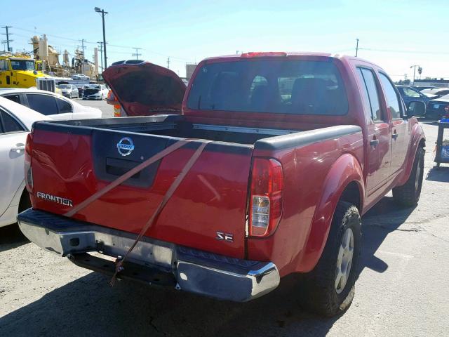 1N6AD07U57C425219 - 2007 NISSAN FRONTIER C RED photo 4