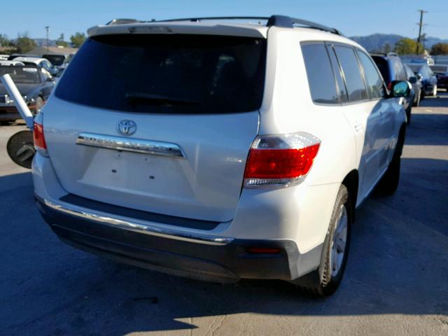 5TDZK3EH7CS081470 - 2012 TOYOTA HIGHLANDER WHITE photo 4