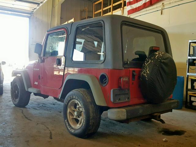 1J4FY29P6WP762614 - 1998 JEEP WRANGLER / RED photo 3