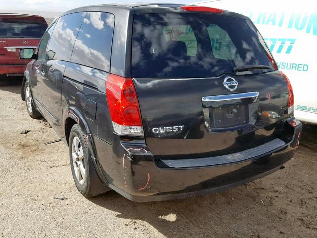 5N1BV28U78N102614 - 2008 NISSAN QUEST S BLACK photo 3