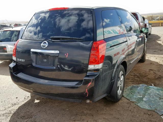 5N1BV28U78N102614 - 2008 NISSAN QUEST S BLACK photo 4