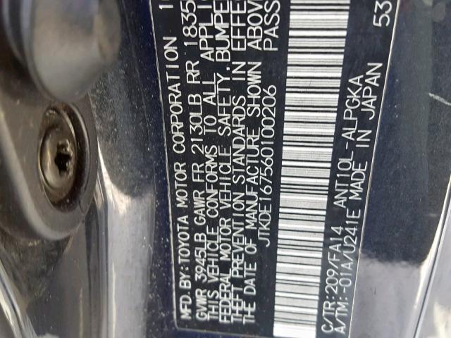 JTKDE167560100206 - 2006 TOYOTA SCION TC ნაცრისფერი ფოტო 10