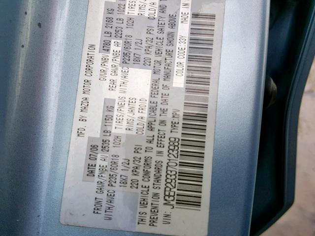 JM3ER293370123989 - 2007 MAZDA CX-7 BLUE photo 10