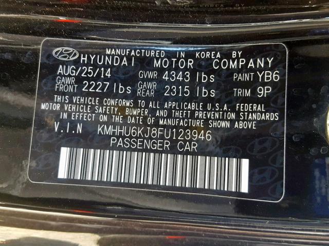 KMHHU6KJ8FU123946 - 2015 HYUNDAI GENESIS CO BLACK photo 10