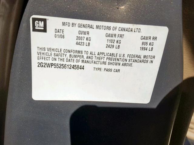 2G2WP552561245844 - 2006 PONTIAC GRAND PRIX BROWN photo 10