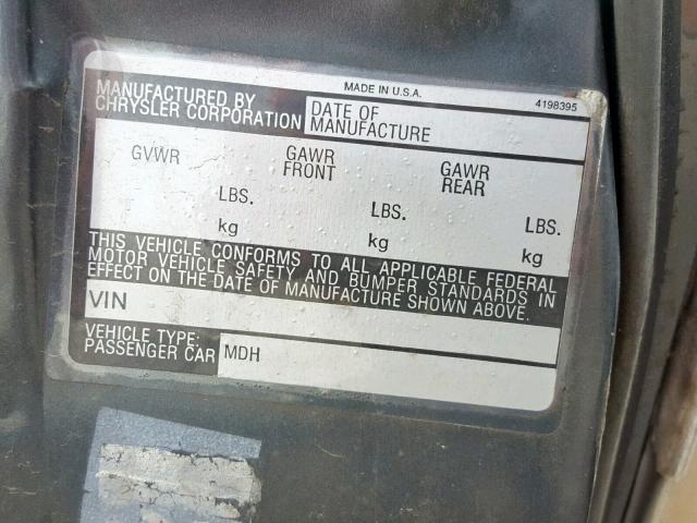 1C3BF66P5EX546116 - 1984 CHRYSLER FIFTH AVEN GRAY photo 10