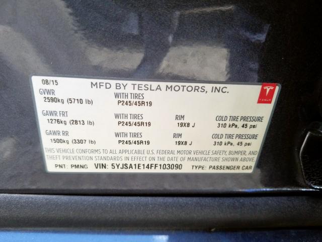 5YJSA1E14FF103090 - 2015 TESLA MODEL S  صورة 10