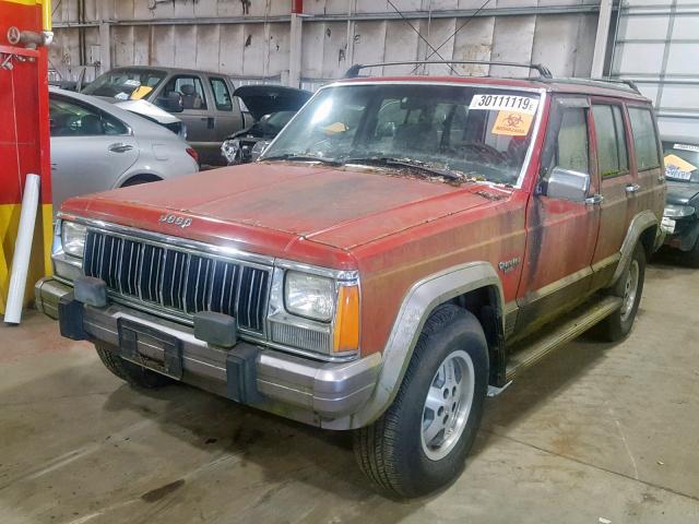 1J4FJ58S2ML638047 - 1991 JEEP CHEROKEE L RED photo 2