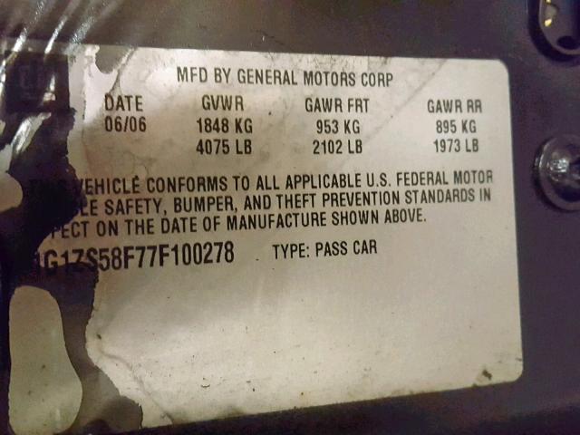 1G1ZS58F77F100278 - 2007 CHEVROLET MALIBU LS BLACK photo 10