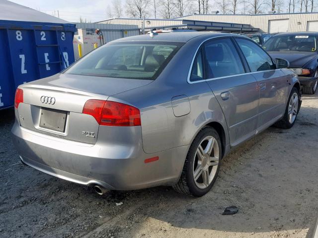 WAUDF78E88A114615 - 2008 AUDI A4 2.0T QU GRAY photo 4