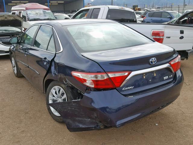 4T1BD1FK5GU180960 - 2016 TOYOTA CAMRY HYBR BLUE photo 3