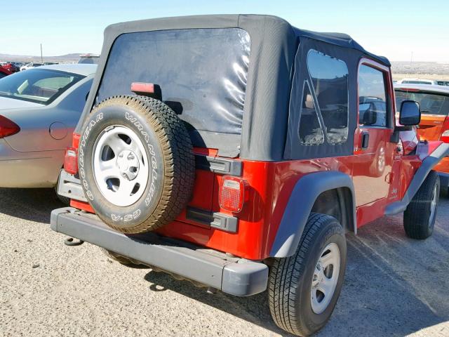 1J4FA49SX5P324150 - 2005 JEEP WRANGLER / RED photo 4