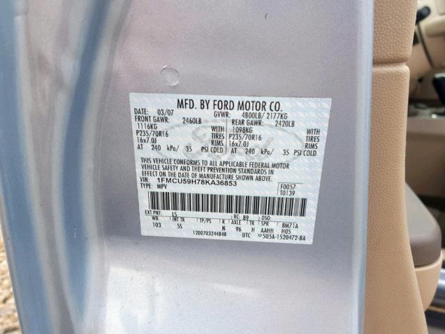 1FMCU59H78KA36853 - 2008 FORD ESCAPE HEV BLUE photo 10