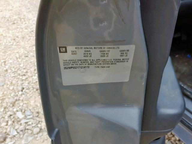 2G2WP552171214172 - 2007 PONTIAC GRAND PRIX GRAY photo 10