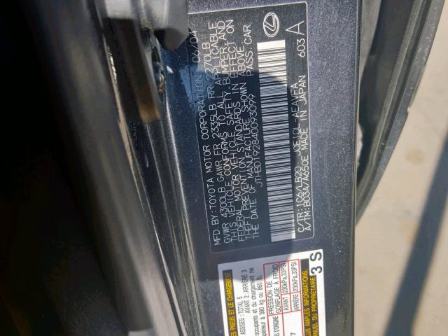 JTHBD192840093099 - 2004 LEXUS IS 300 GRAY photo 10