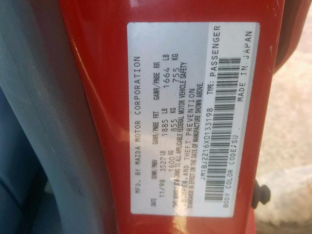 JM1BJ2216X0133198 - 1999 MAZDA PROTEGE ES 红色 照片 10