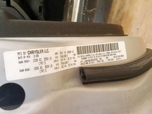 1J8HH48K38C207591 - 2008 JEEP COMMANDER GRAY photo 10