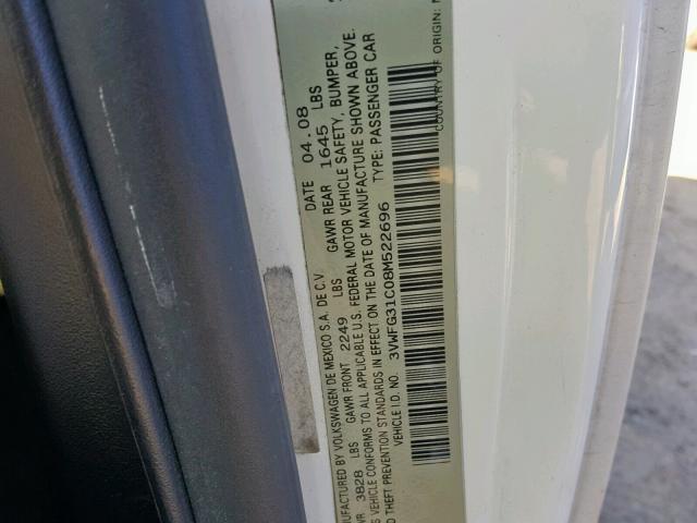 3VWFG31C08M522696 - 2008 VOLKSWAGEN NEW BEETLE თეთრი ფოტო 10