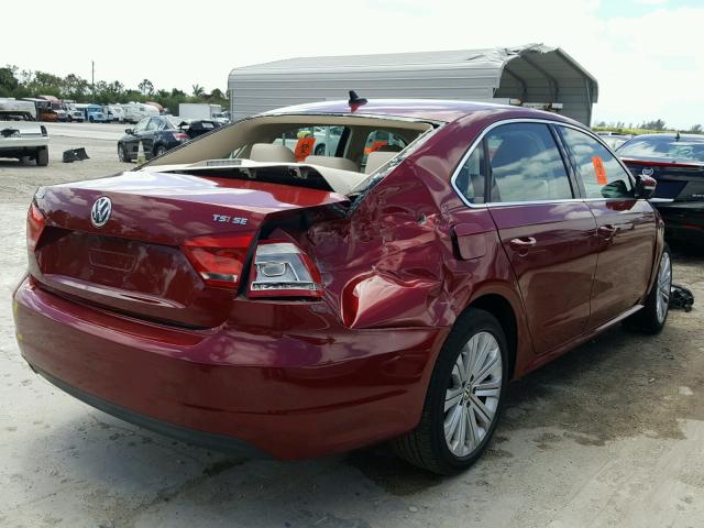 1VWBS7A30FC021164 - 2015 VOLKSWAGEN PASSAT SE RED photo 4