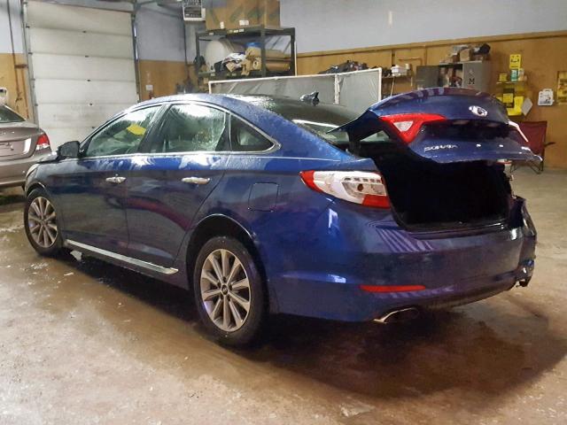 5NPE34AF4GH351630 - 2016 HYUNDAI SONATA SPO BLUE photo 3