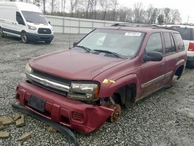 1GNDT13S542230209 - 2004 CHEVROLET TRAILBLAZE MAROON photo 2