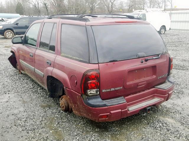 1GNDT13S542230209 - 2004 CHEVROLET TRAILBLAZE MAROON photo 3