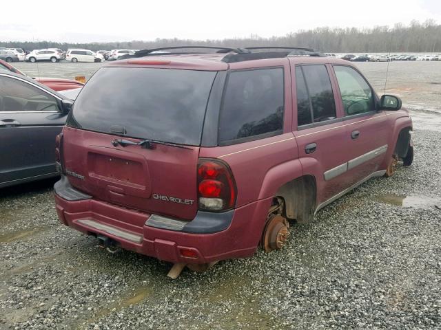 1GNDT13S542230209 - 2004 CHEVROLET TRAILBLAZE MAROON photo 4