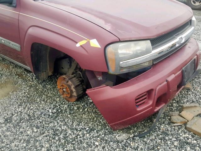 1GNDT13S542230209 - 2004 CHEVROLET TRAILBLAZE MAROON photo 9