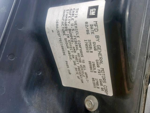 1G8AJ55F76Z180586 - 2006 SATURN ION LEVEL GRAY photo 10